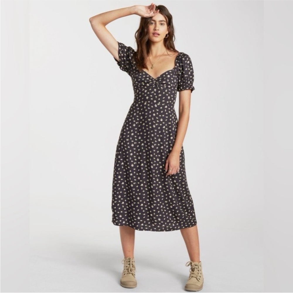 Billabong Black Floral Midi Dress